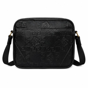 Embossed Geometric Pattern Crossbody Messenger Bag